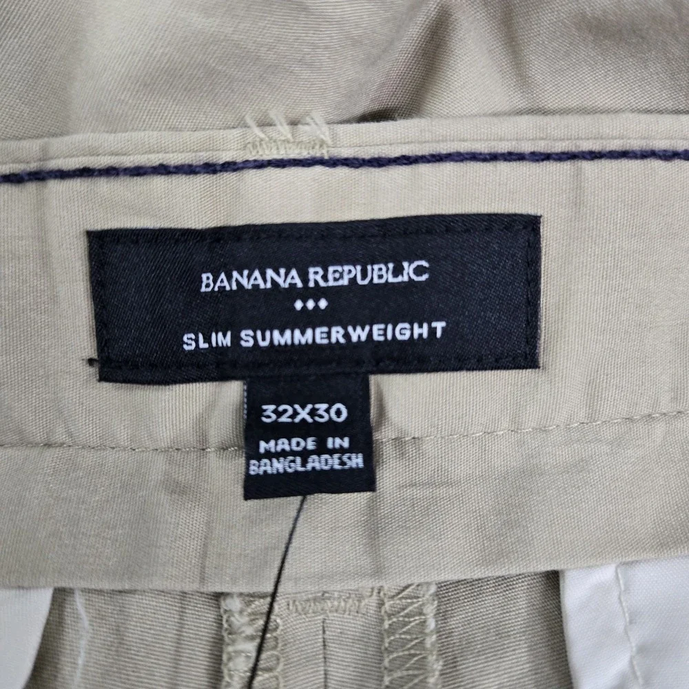 Banana Republic Men Pants 32X30 Khaki Chinos Chino Slim Summerweight NWT